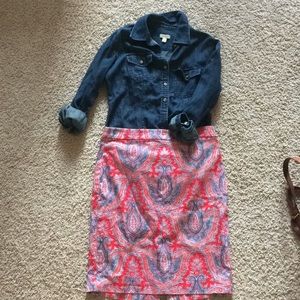 J crew patterned pencil skirt